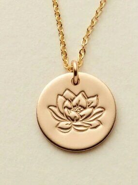 July Lotus Birth Flower Charm Pendant Necklace